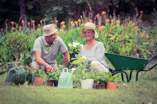 Crew creating an on-site eco-friendly disposal area in Barkingside garden